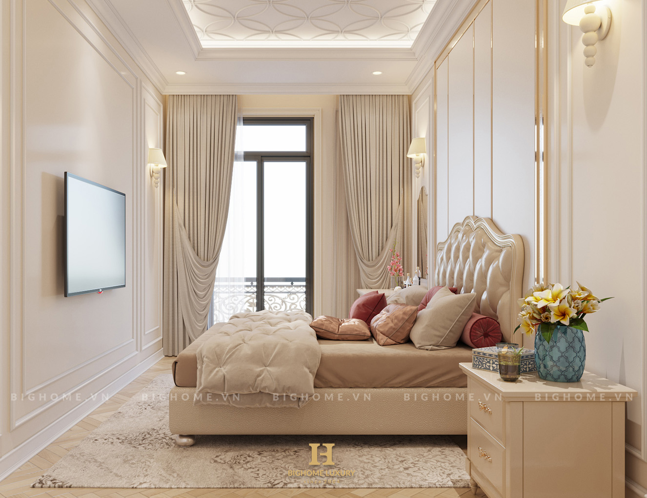 Phòng ngủ master phong cách Luxury chị lý 2