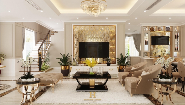 Dịch vụ thiết kế nội thất phòng khách đẹp ấn tượng tại Hà Nội
